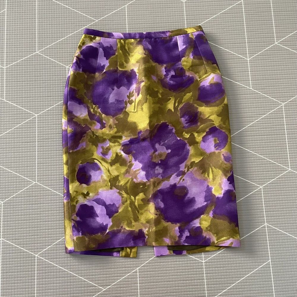 Michael Kors Silk Wool Blend Pencil Skirt Sz 4 Gardenia Floral Print